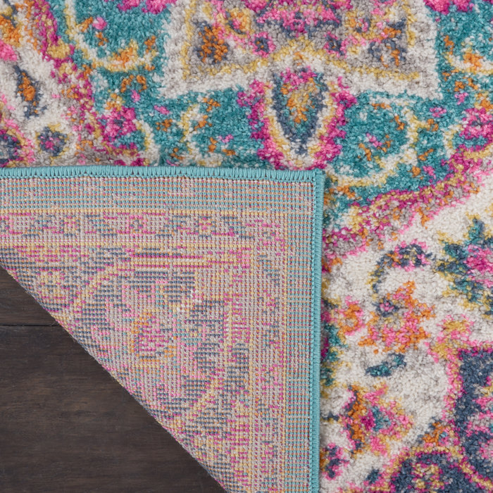 Langley Street Verda Performance Ivory/Pink/Blue Rug & Reviews Wayfair